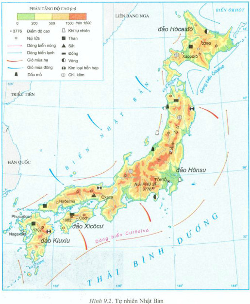 bản đồ tự nhiên Nhật Bản