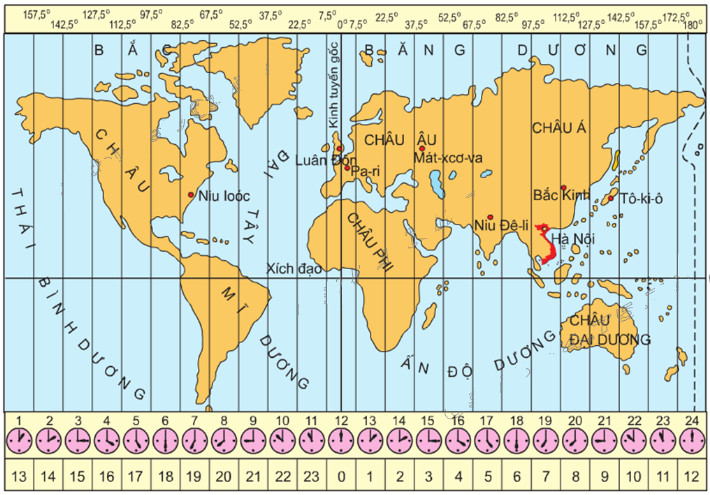 Thế giới bản đồ múi giờ trên trái đất thuởng thức tại nhà