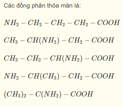 các đồng phân aminoaxit của chất có ctpt là c4h9o2n