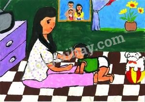 Vẽ Tranh Mẹ Của Em Đẹp Đơn Giản  Đề Tài Mĩ Thuật Học Sinh