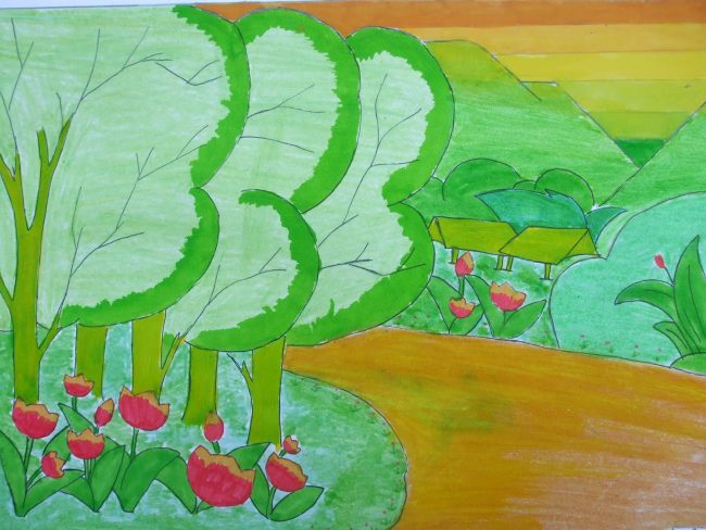 Soạn mĩ thuật lớp 9 Bài 5: Vẽ tranh - Đề tài tranh phong cảnh quê hương |  Âm nhạc và mỹ thuật lớp 9