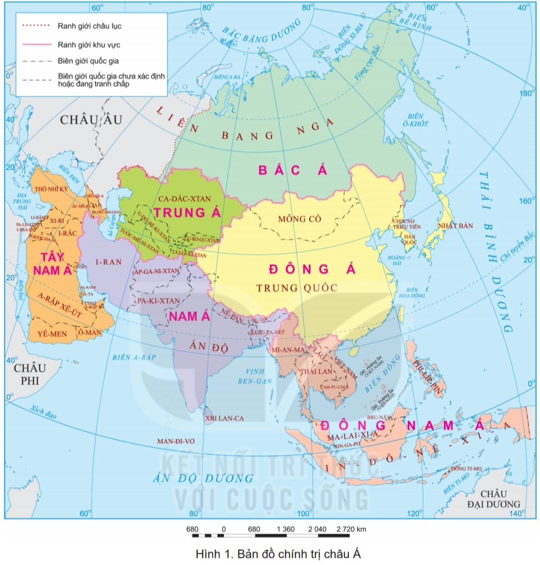 Bản đồ chính trị của châu Á, Phân chia khu vực của châu á