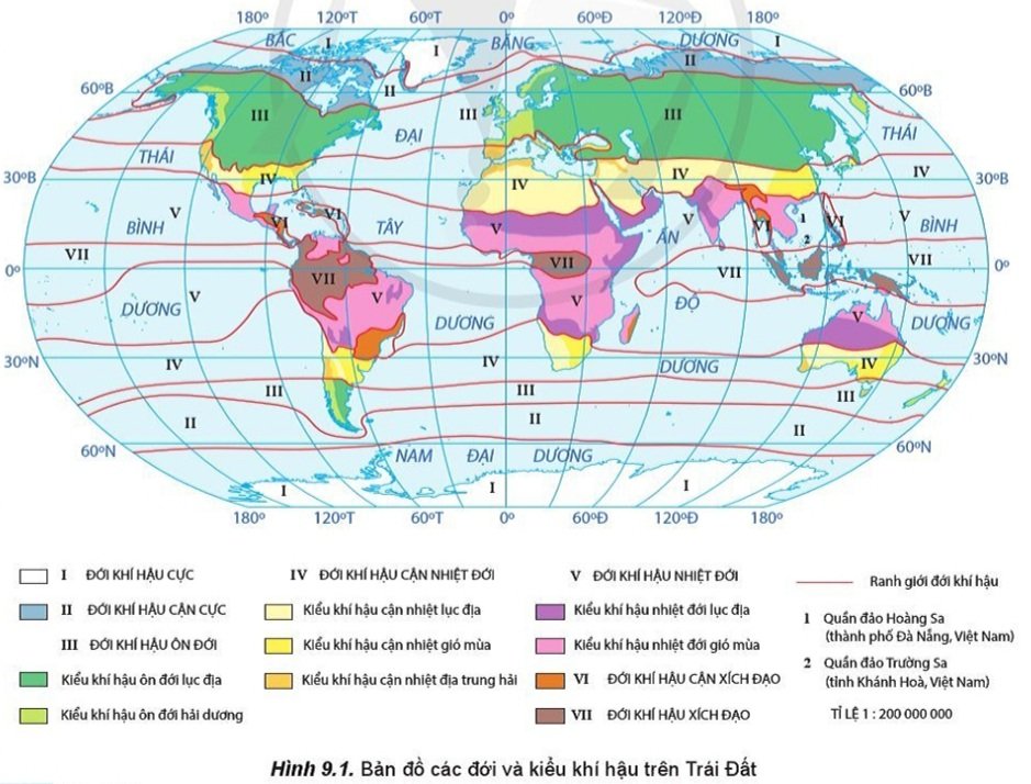 Bài 9. Đọc bản đồ: Các đới khí hậu trên Trái Đất. Phân tích biểu đồ một số  kiểu khí hậu SGK Địa lí 10 Cánh Diều | SGK Địa lí lớp 10 - Cánh Diều