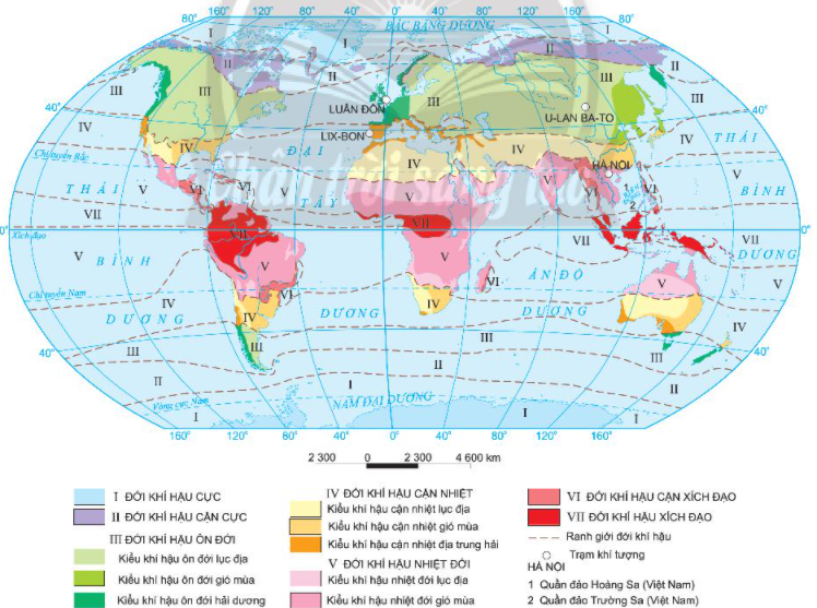 Bài 11. Thực hành đọc bản đồ các đới và kiểu khí hậu trên Trái Đất, phân  tích biểu đồ một số kiểu khí hậu SGK Địa lí 10 Chân trời sáng