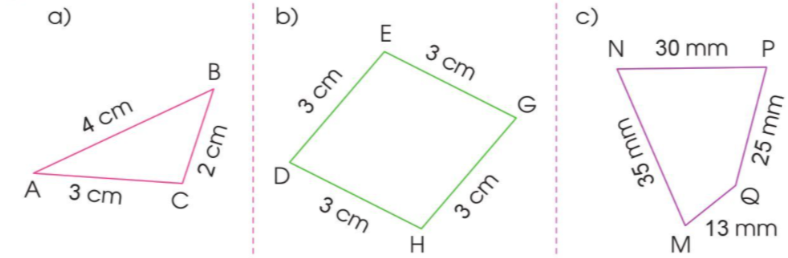 Bài tập luyện số 2: Tính chu vi hình tứ giác ABCD, vô cơ những cạnh theo lần lượt là AB = 7cm, BC = 3cm, CD = 4cm và DA = 6cm.
