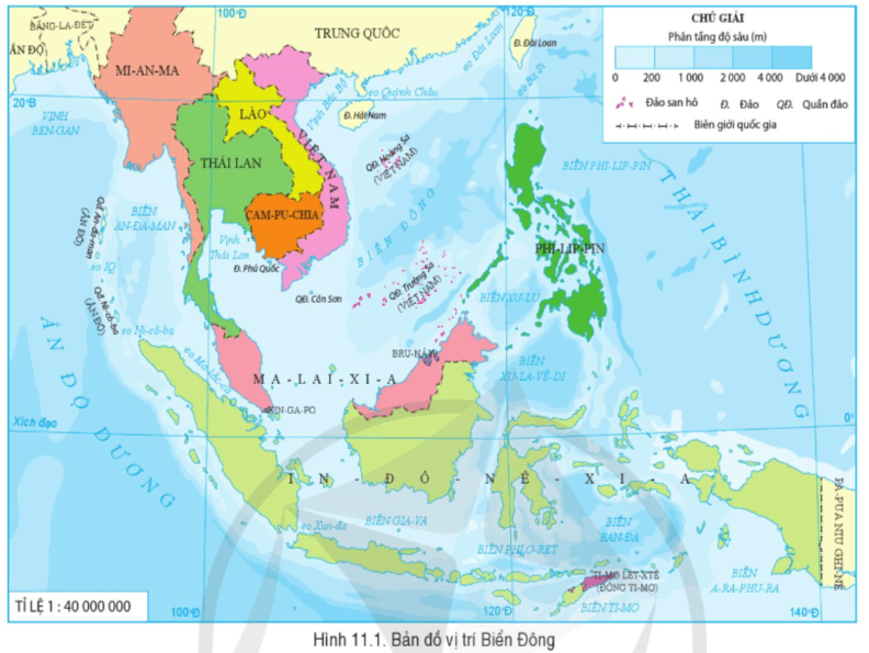 Đọc thông tin và quan sát hình 11.1. hãy Xác định các nước có chung Biển Đông