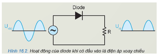 Quan sát Hình 16.2 và cho biết hoạt động, công dụng của diode