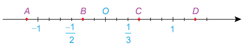 Điểm biểu diễn số đối của của số hữu tỉ \(\frac{{ - 1}}{2}\) là (ảnh 1)