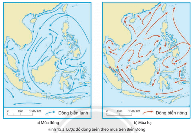 Dựa vào hình 15.3 và thông tin trong bài, em hãy Xác định hướng chảy của dòng biển