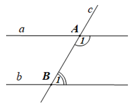 Cho ba đường thẳng a, b, c như hình vẽ sau: Biết góc A1=2B1 và A1,B1 là hai góc bù nhau. (ảnh 1)