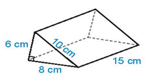 Tính diện tích xung quanh và thể tích hình lăng trụ đứng trong hình vẽ sau. (ảnh 1)