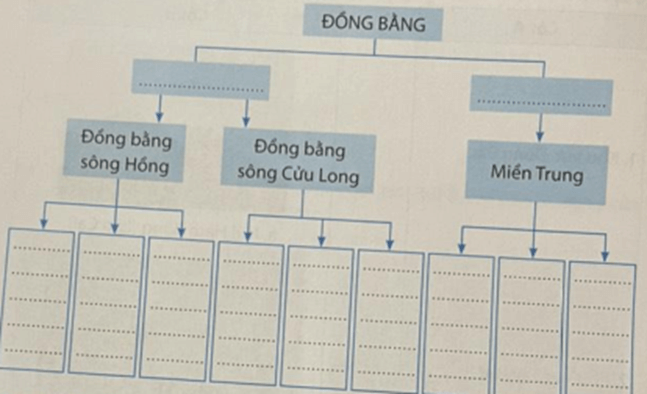 Hãy hoàn thành sơ đồ dưới đây về đặc điểm của địa hình đồng bằng