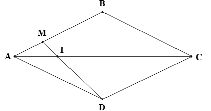 Nhà bạn Bảo ở vị trí M, nhà bạn Lan ở vị trí D (như hình bên dưới), biết rằng tứ giác ABCD là hình thoi và AB = 3AM. Hai bạn đi bộ với cùng một vận tốc trên con đường MD để đi đến điểm I. Bạn Lan xuất phát lúc 7 giờ. Hỏi bạn Bảo phải xuất phát lúc mấy giờ để gặp bạn Lan lúc 7 giờ 30 phút tại điểm I? (ảnh 2)
