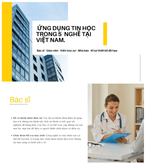 Thực hành: Em hãy tạo bài trình chiếu về ứng dụng tin học trong 5 nghề em biết