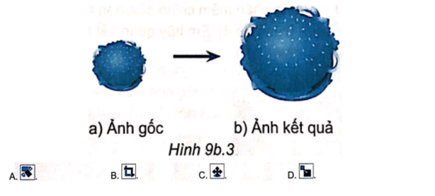 Quan sát Hình 9b.3 và cho biết ảnh kết quả thu được sau khi sử dụng công cụ nào