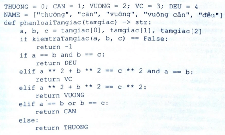 Thực hiện bài tập lớn về lập trình Python xử lí Tam giác