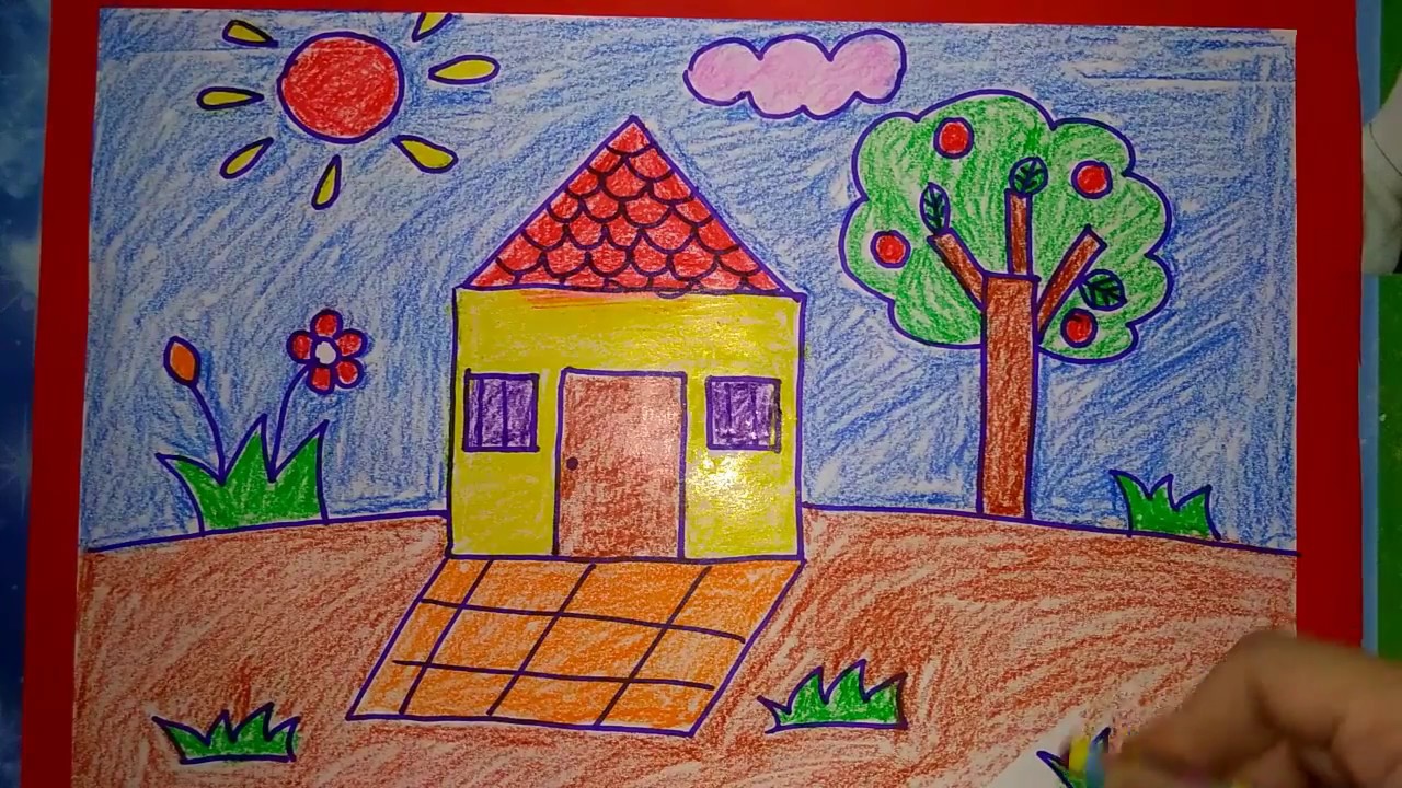 Tranh tô màu ngôi nhà cho bé tập tô rèn năng khiếu nghệ thuật