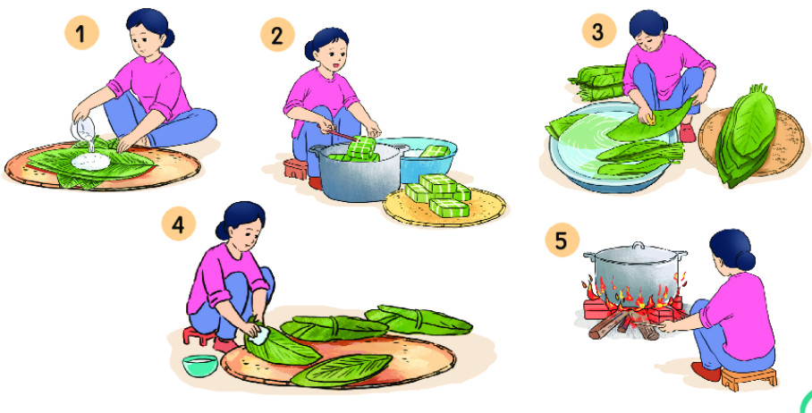 10 bức tranh Vẽ gia đình nấu bánh chưng truyền thống